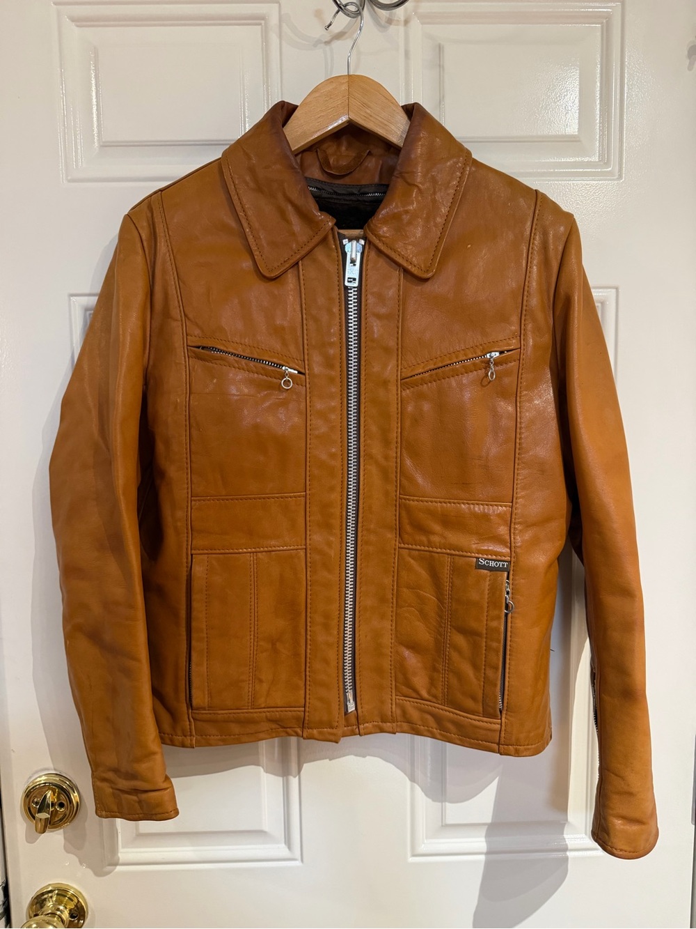 Vintage Schott NYC Women’s Leather Jacket Brown Made in USA Size 16